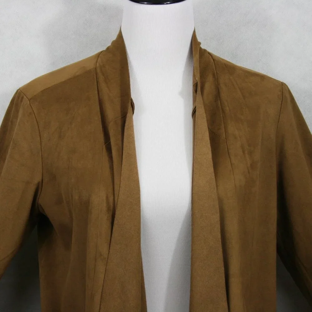 Dress Barn Lightweight Camel Faux Suede Jacket SZ M EUC - Picture 3 of 8